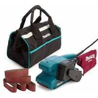 Makita 9911 240v 3" Belt Sander and Dust Bag with 40g Sanding Belts + Tool Bag