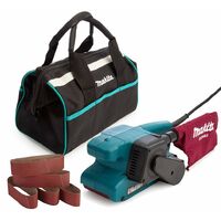 Makita 9911 110v 3" Belt Sander and Dust Bag with 40g Sanding Belts + Tool Bag