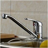 Modern Monbloc Kitchen Sink Mixer Tap Single Lever Swivel Spout Chrome + Flexi
