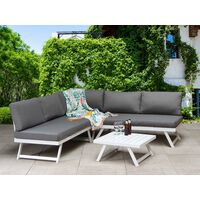 Signature Weave Kimmie Aluminium Corner Sofa Adjustable Sun Lounger Grey White