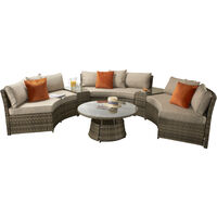 Signature Weave Juliet Wicker Half Moon Curved Sofa Coffee Table Set Brown