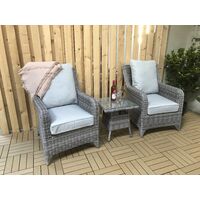 Signature Weave Sarah Wicker Lounge Arm Chair Side Table Furniture Set Grey