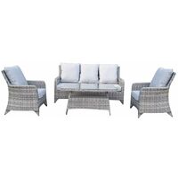 Signature Weave Sarah Grey Wicker 5 Seater Sofa Arm Chair Coffee Table Set
