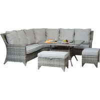 Signature Weave Sarah Wicker Corner Sofa Dining Table Bench Ice Bucket Set Grey