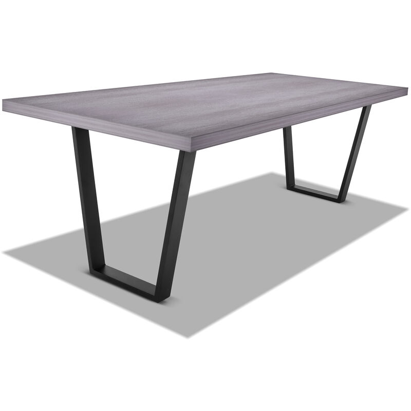 Mesa de comedor de madera y metal - patas negras trapezoidales - 160x90 cm