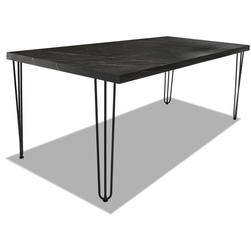 Mesa de comedor de madera y metal - patas negras triangulares - 160x90 cm