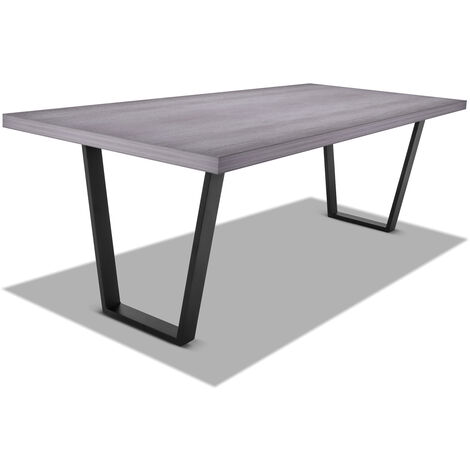 Mesa de comedor de madera y metal - patas negras trapezoidales - 160x90 cm