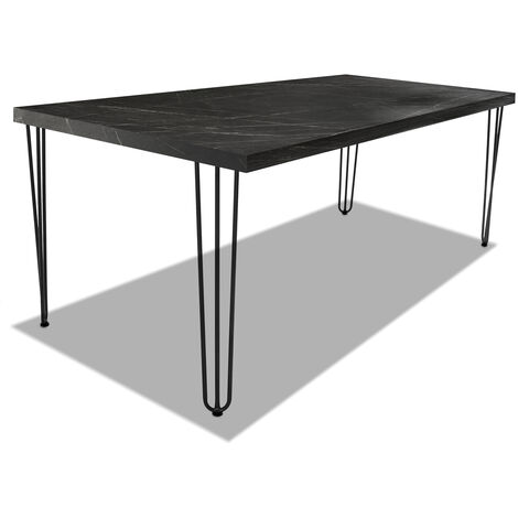 Mesa de comedor de madera y metal - patas negras triangulares - 160x90 cm