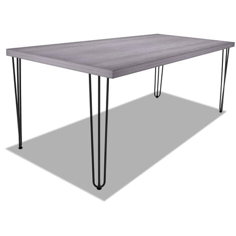 Mesa de comedor de madera y metal - patas negras triangulares - 160x90 cm