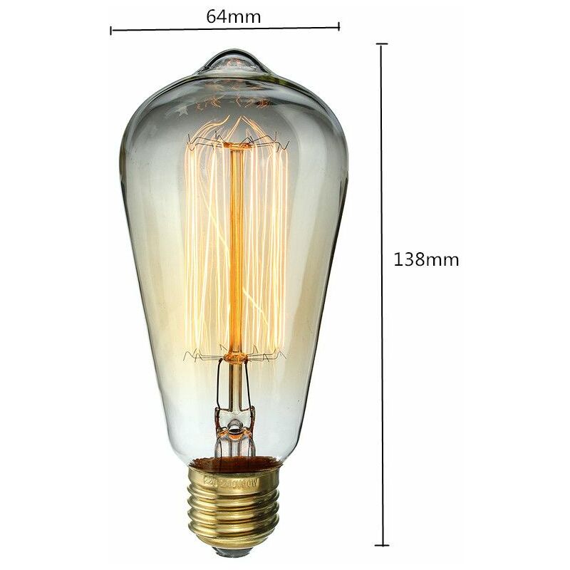 E27 à filament 2700 K Ambre St64 Ampoule non dimmable équivalent 40 W Weihao Lot de 6 ampoules LED vintage Edison 4 W 