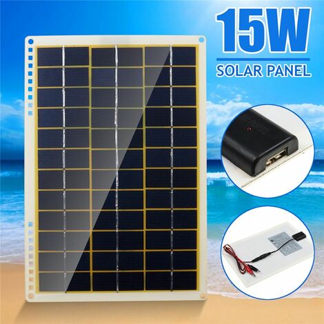Panneau solaire polycristallin flexible de 15 W avec connecteurs pour chargeur solaire. 