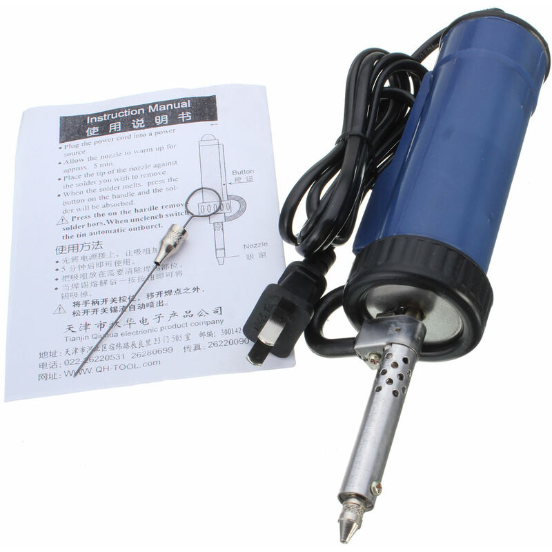 Pompe à dessouder 30W 220V 50Hz aspirateur à souder électrique dispositif d'aspiration de soudure automatique bleu 