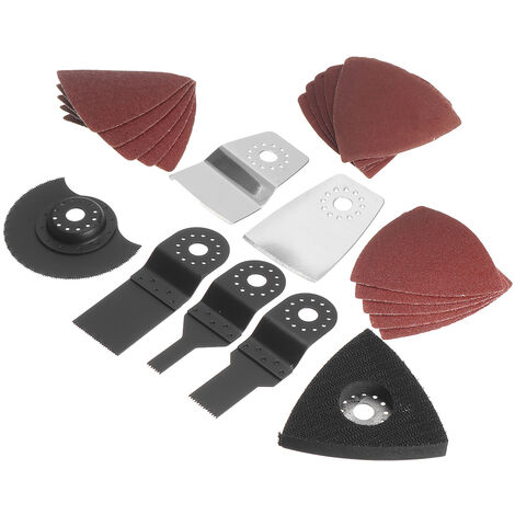 Patins De Ponçage Pour Outil Oscillant - Kit Avec Tampon ABS Et Papiers Abrasifs Grains 60 à 240 - Compatible Fein, DeWalt, Milwaukee... - 5