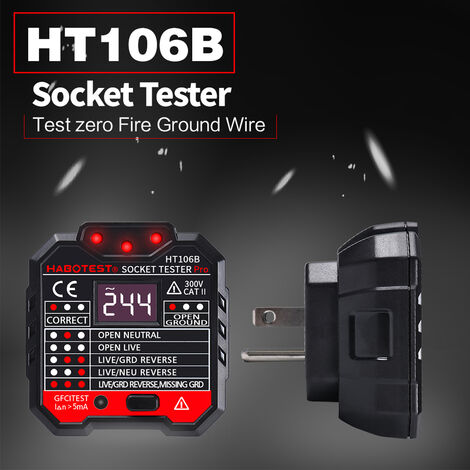 Habotest HT107D automatique Electric Outlet Tester Socket circuit polarité de tension