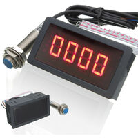 R SODIAL LED 4 numerique Tachymetre RPM Metre de vitesse Rouge+ NPN Capteur Interrupteur de proximite hall Tachymetre 