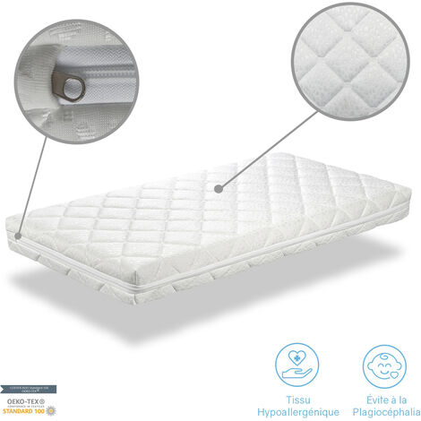 Matelas Bebe Caramel 60x1 Epaisseur 11 Cm Noyau En Mousse Perforee Anti Bacterien