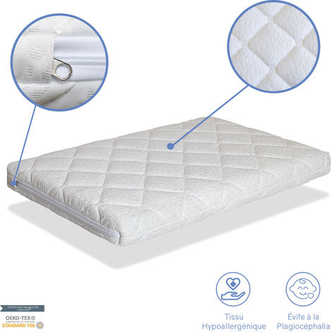 Matelas Bebe Berceau 90x40 Epaisseur 7 Cm Mini Caramel Noyau En Mousse Perfore Et Respirant Dormalit