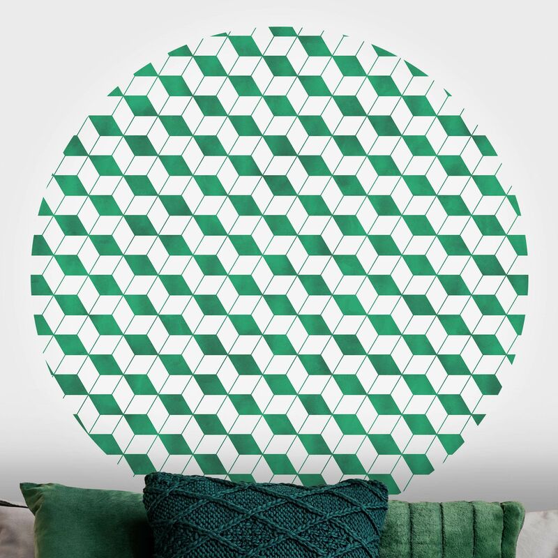 Runde Tapete selbstklebend - Würfel Muster in 3D Ø 100cm