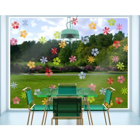 Fensterfolie - Fenstersticker - No.IS58 Blütenmeer - Fensterbilder Frühling Größe  HxB: 80cm x 110cm