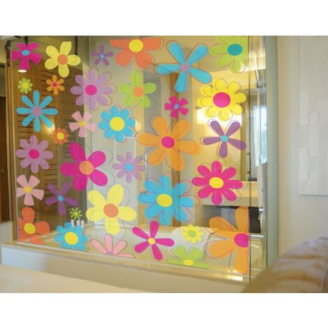 Fensterfolie - Fenstersticker - No.172 Retro Blumen - Fensterbilder  Frühling Größe HxB: 30cm x 30cm