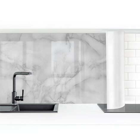 Küchenrückwand - Marmoroptik Schwarz Weiß Größe HxB: 50x50cm Material: Premium