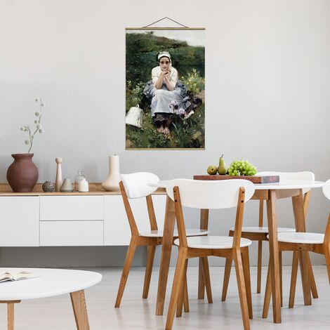 Stoffbild mit Posterleisten - Joaquin Sorolla - Das Milchmädchen -  Hochformat 3:2 Größe HxB: 52.5cm x 35cm