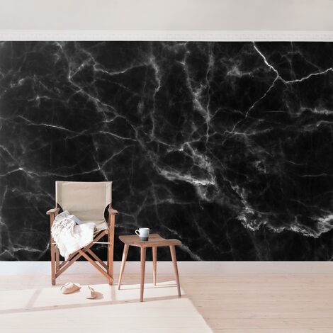 Marmor Tapete Nero Wandtapete - Vlies Carrara 190cm - 288cm Größe HxB: Premium x Breit