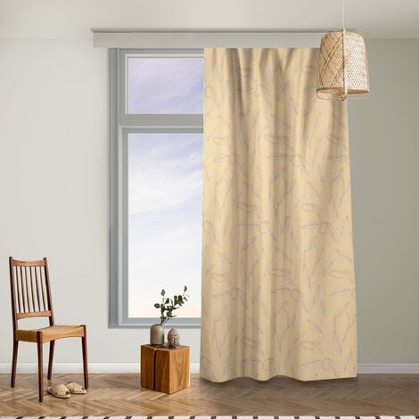 cm HxB: 130 Größe Blätter - Vorhang) Muster Vorhänge 125cm x (1 Orange - Weide Pastell
