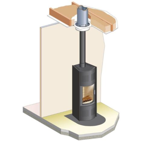 Interstoves – Kit conduit poêle à bois 150mm – Acier vitrifié émaillé noir – Température max 600°C – Raccord anti-bistre inclus
