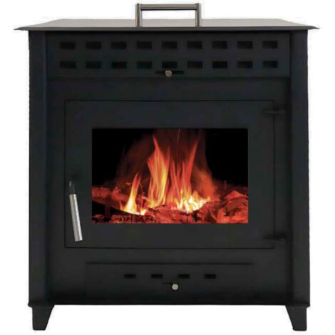 Interstoves – Poêle à bois NOA 9 bûches 50cm – Acier 4mm – Sole en fonte – Évacuation air ambiant – Certifié Éco Design 2022 – Flamme verte 7 étoiles