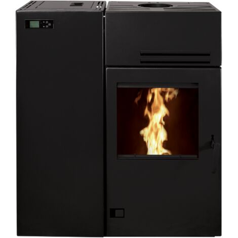 Bronpi – Poêle à granulés hybride 29kg – Sortie des fumées supérieure – Programmable 7 jours – Éco Design 2022 – Flamme Verte 7*