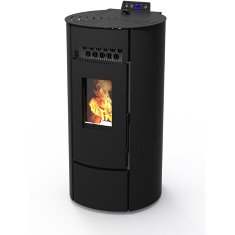 Poêle à granulés étanche 9kW – Autonomie 22h – Rendement 94,39% – Classe A+ – Sortie arrière – Design arrondi minimaliste