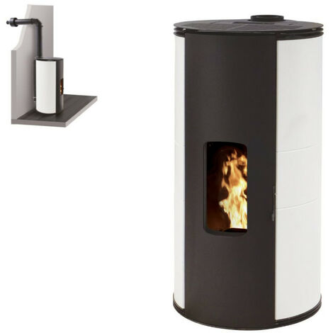 main image of "Pack Poêle à granules GIANNI 9KW Etanche + Kit Conduit Ventouse (sortie façade) - Noir + Télécommande"