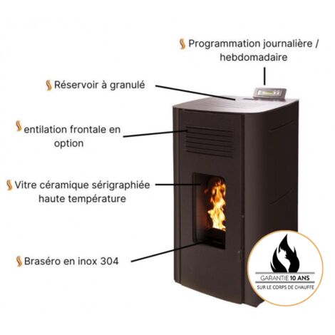 Poêle à granules HYDRO ELIO 13 Etanche - Bordeaux