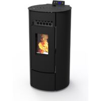 Poêle à granulés étanche 9kW – Autonomie 22h – Rendement 94,39% – Classe A+ – Sortie arrière – Design arrondi minimaliste