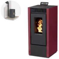 Pack Poêle à granules MARINA 14KW Etanche Canalisable + Kit Conduit Ventouse (sortie façade) - Bordeaux