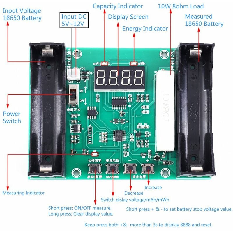 Testeur de Piles Numérique Universel, BT-168D Batterie Testeur LCD  Numérique de Haute Précision Pour Piles Bouton, AA, AAA, C, D, PP3, 9V,  1.5V - Fonctionne Sans Pile : : High-Tech