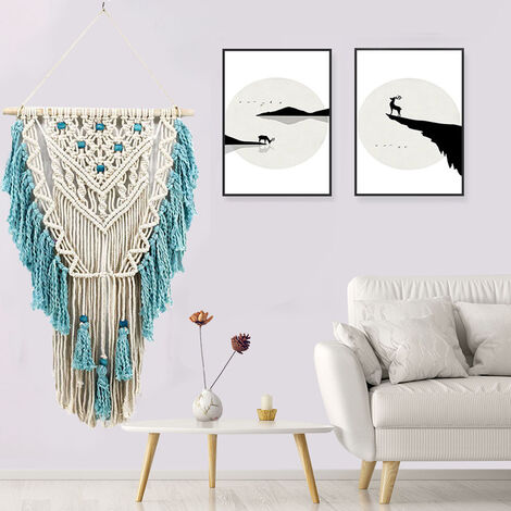 Tapisserie Macramé Bohème 40x70cm - Main, Coton, Attrape-Rêves - Décoration Murale Chic