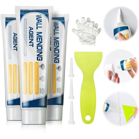 3 pièces 100g pâte de réparation de mur fissure agent de réparation pâte crème non toxique + grattoir Hasaki