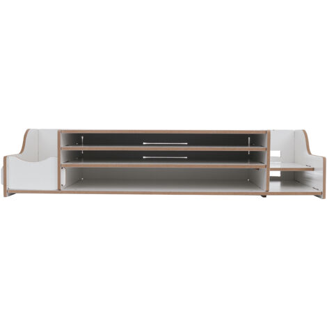 Support Moniteur Bureau DOITOOL - Rehausseur Blanc Compact Avec 2 Pieds Noirs - Gain De Place Et Organisation