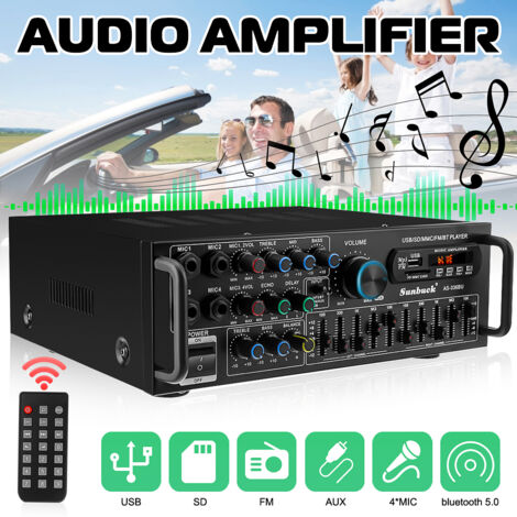 TMISHION Amplificateur De Voiture Amplificateur Stéréo Bluetooth 5.0