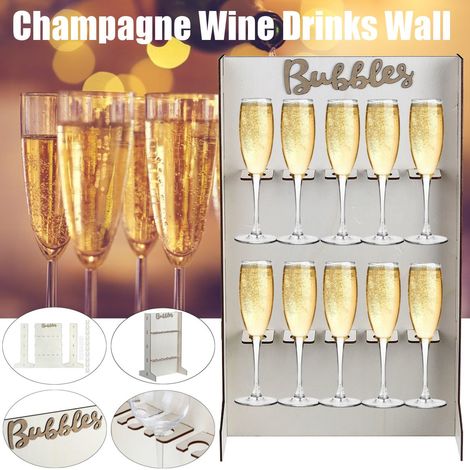 Champagne Vin Boissons Mur Support En Bois Rack Anniversaire Fete De Mariage Decoration