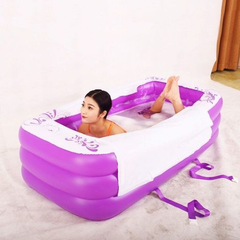 Baignoire Gonflable Portable Adultes Enfants Pvc Trempage Spa Chaud Blow Up Violet