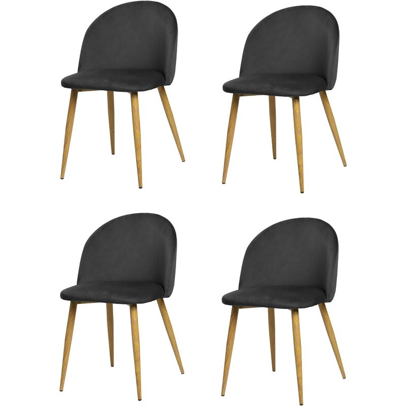 La Silla Española de comedor negro medidas 47x46x77 cm pack cuatro estilo vintage con asiento y respaldo fabricado en terciopelo modelo pedraza