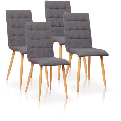 Pack de cuatro sillas de comedor estilo contemporáneo con asiento y respaldo fabricados en tela modelo Guadix en color gris piedra (1/5)