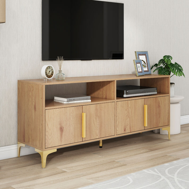 Support TV pour salon, meuble TV jusqu'à 43 pouces, rangement TV, avec  porte de grange