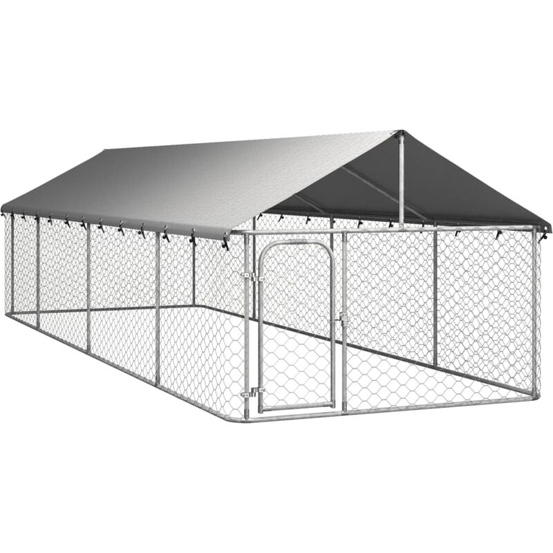 chenil 121x121x137cm cage pour chien en plein air avec toit