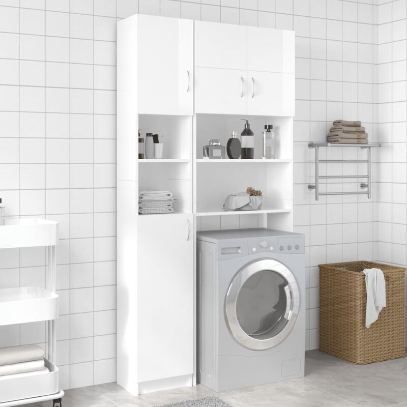 Meuble étagères de rangement dessus machine à laver et wc wallis blanc et  hêtre - Conforama