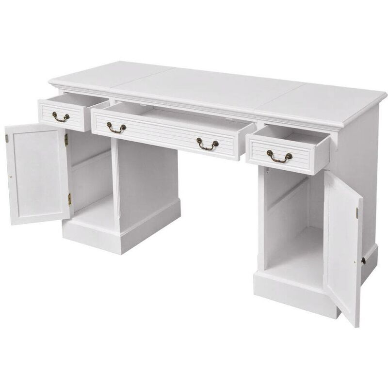 Bureau 140 Cm Blanc Laqué - Snow - Bureau - Secrétaire BUT