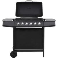 Hommoo Barbecue au gaz avec 6 zones de cuisson Acier Noir HDV33132